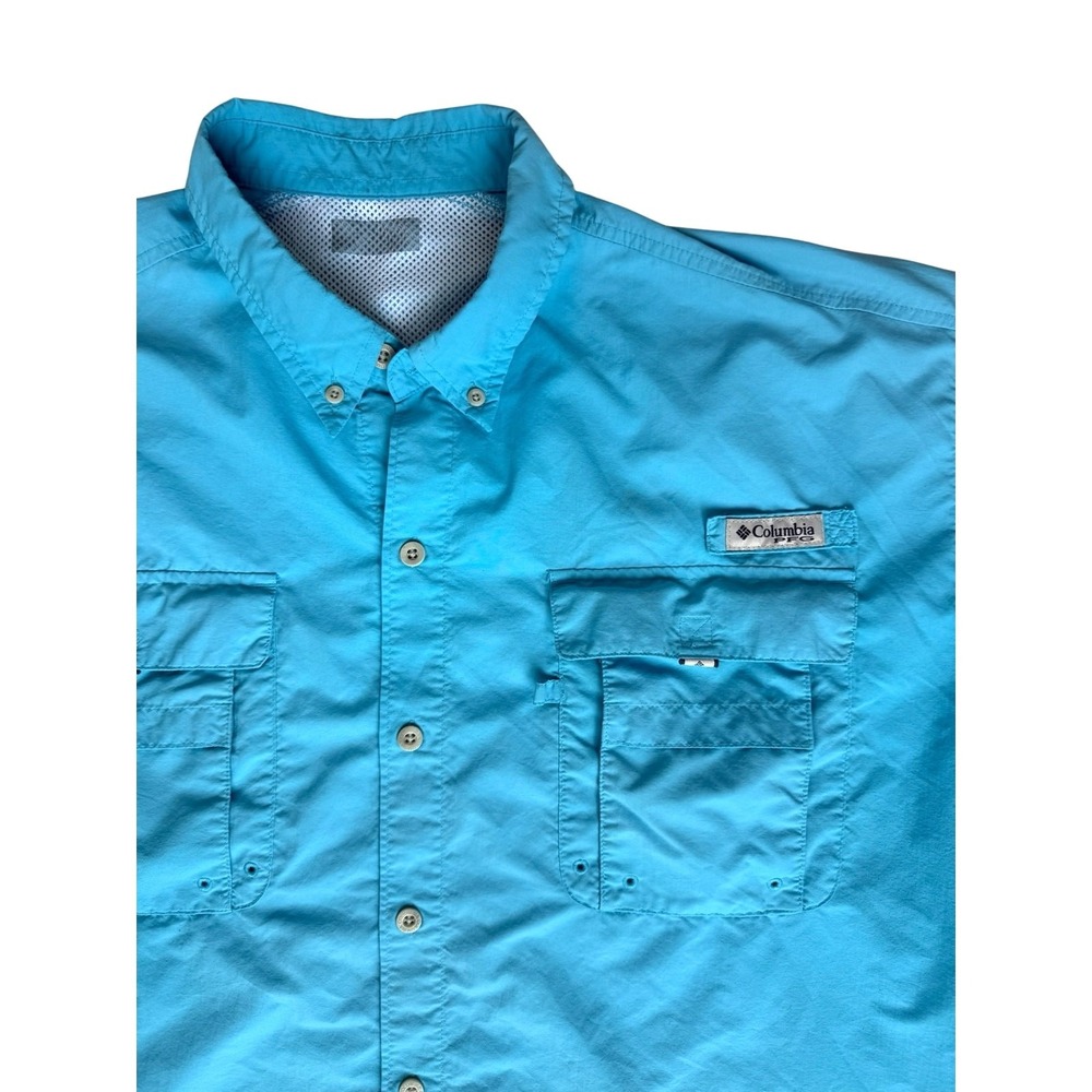 Columbia PFG Mens Teal Fishing Shirt 2XL Vented Long Sleeve Relaxed Fit Casual - Picture 3 of 13